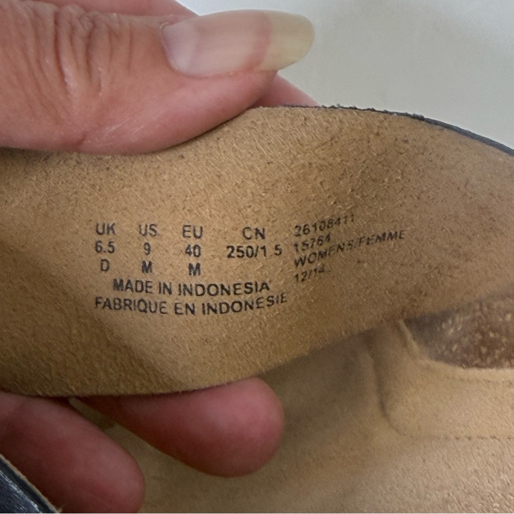 Clarks Black Wedge Sandals Leather Two-Strap Design with Adjustable Buckles 9 - Picture 9 of 9